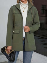 Olive Green Hooded Zip-Up Jacket-Jackets-Darling Fashion-Olive Green-S-Darling Fashion