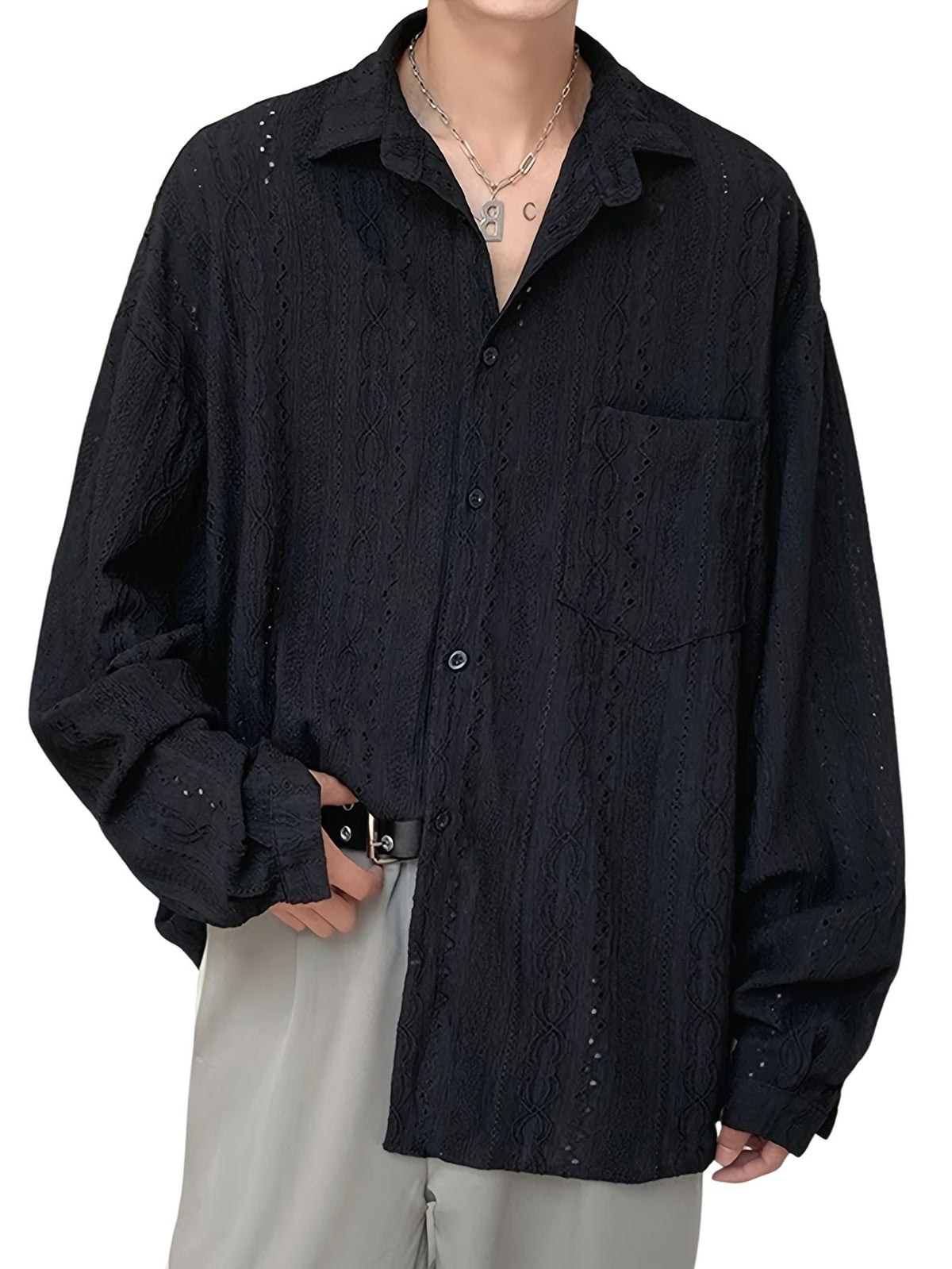 Men's Semi-Sheer Knit Blouse