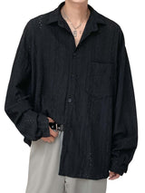 Men's Semi-Sheer Knit Blouse-Blouses-Darling Fashion-Black-S-Darling Fashion