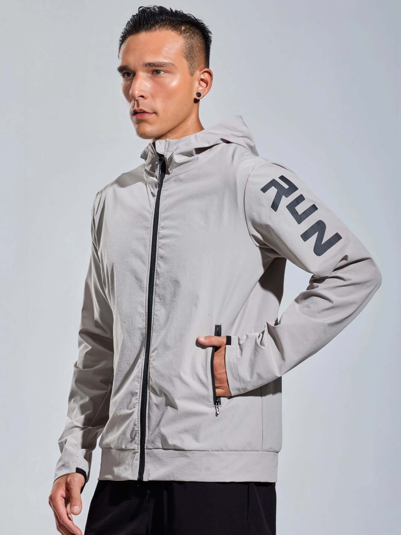 Men's Breathable Hooded Running Jacket-Jackets-Darling Fashion-Gray-XS-Darling Fashion