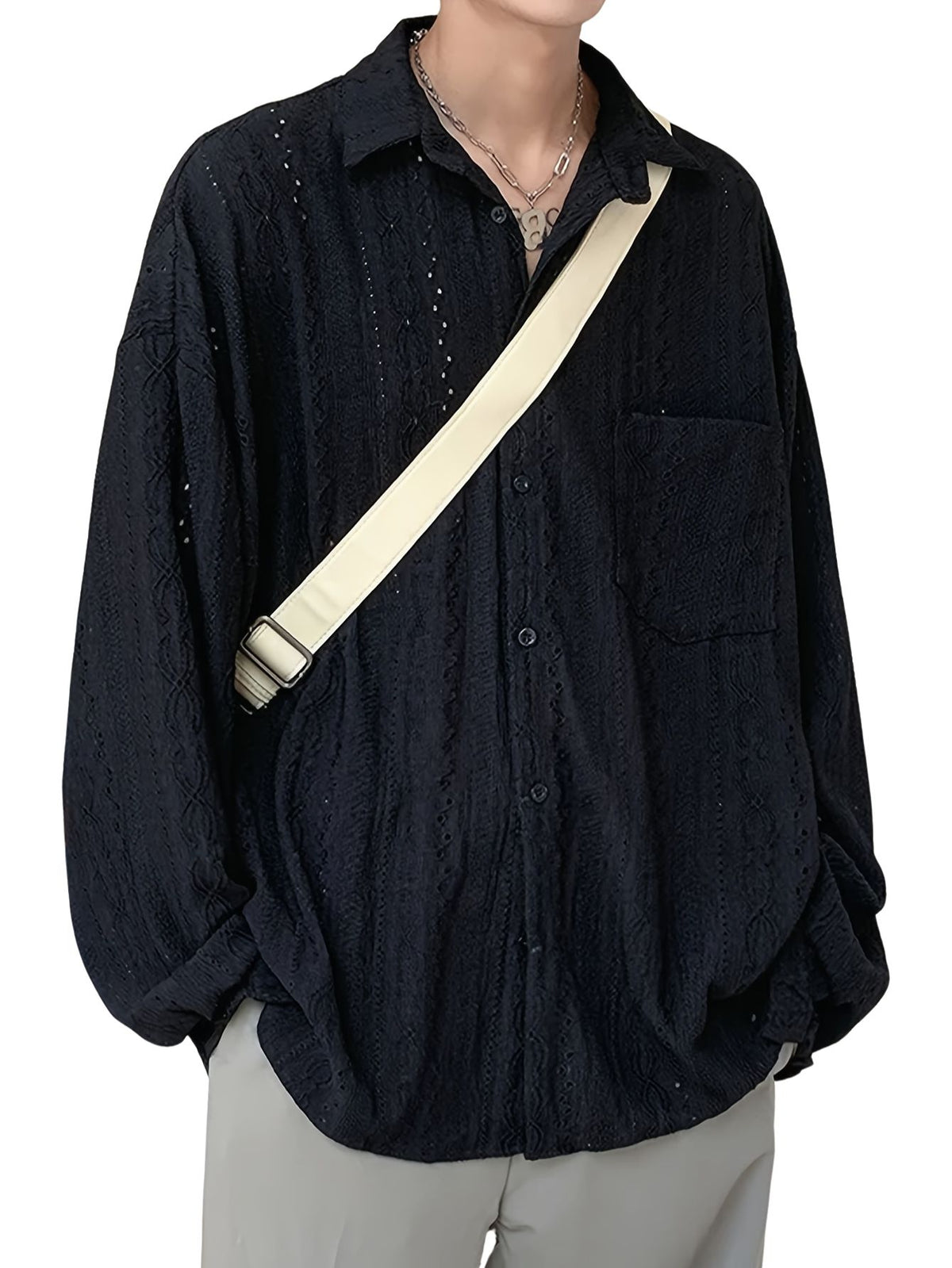 Men's Semi-Sheer Knit Blouse