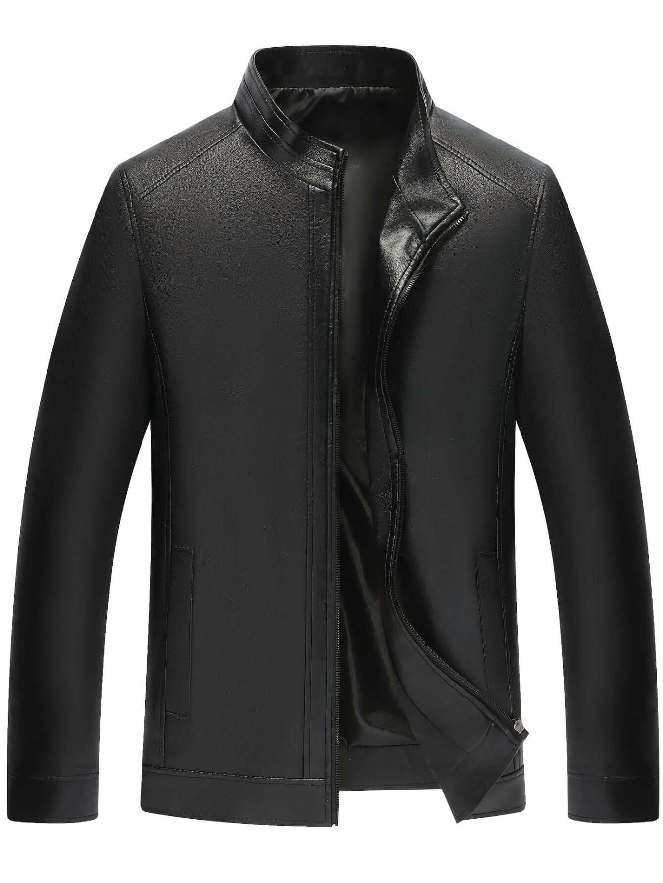 Men's Stand Collar Leather Jacket-Jackets-Darling Fashion-Darling Fashion