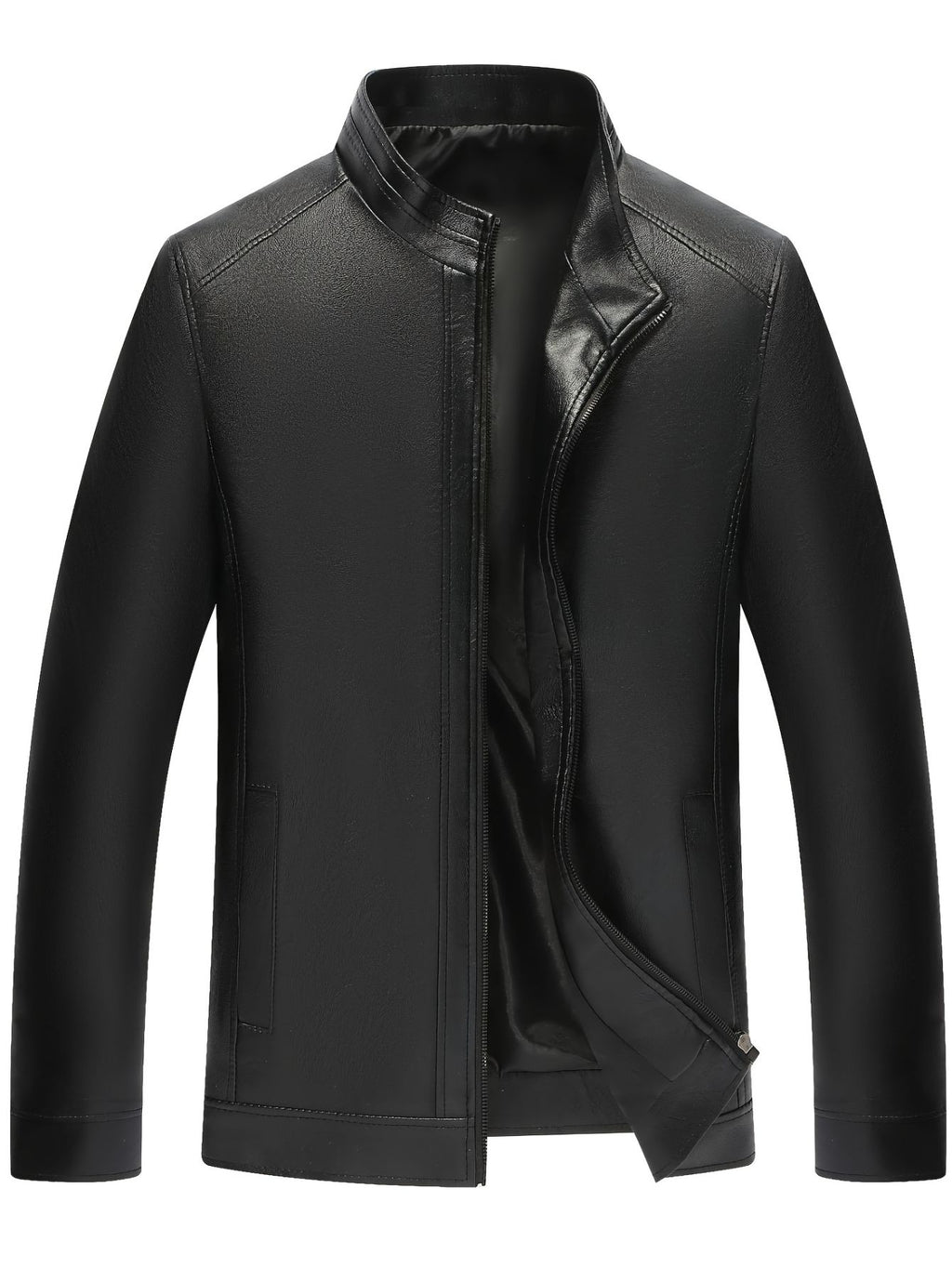 Men's Stand Collar Leather Jacket