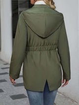 Olive Green Hooded Zip-Up Jacket-Jackets-Darling Fashion-Darling Fashion