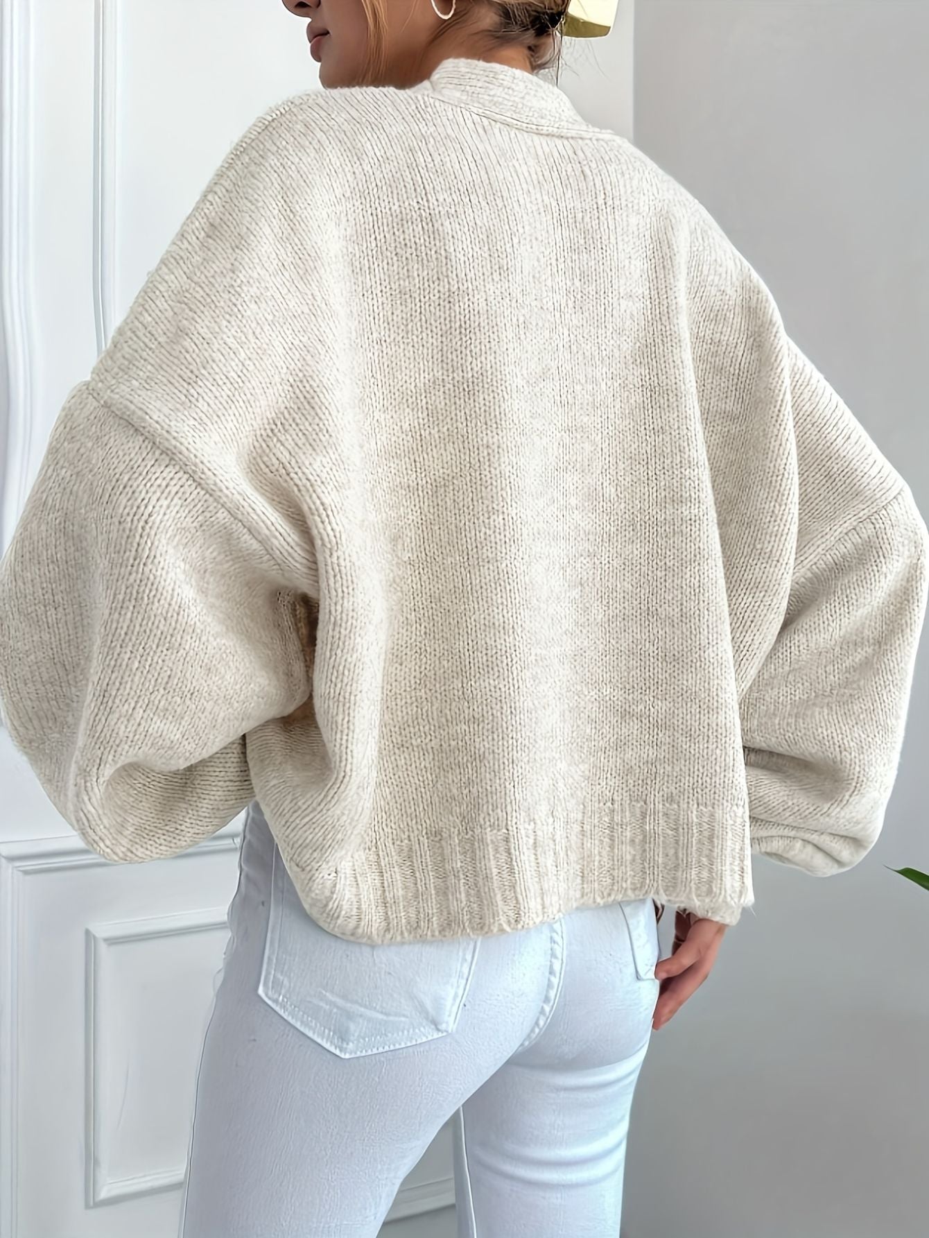 V-Neck Knit  Button-Up Cardigan