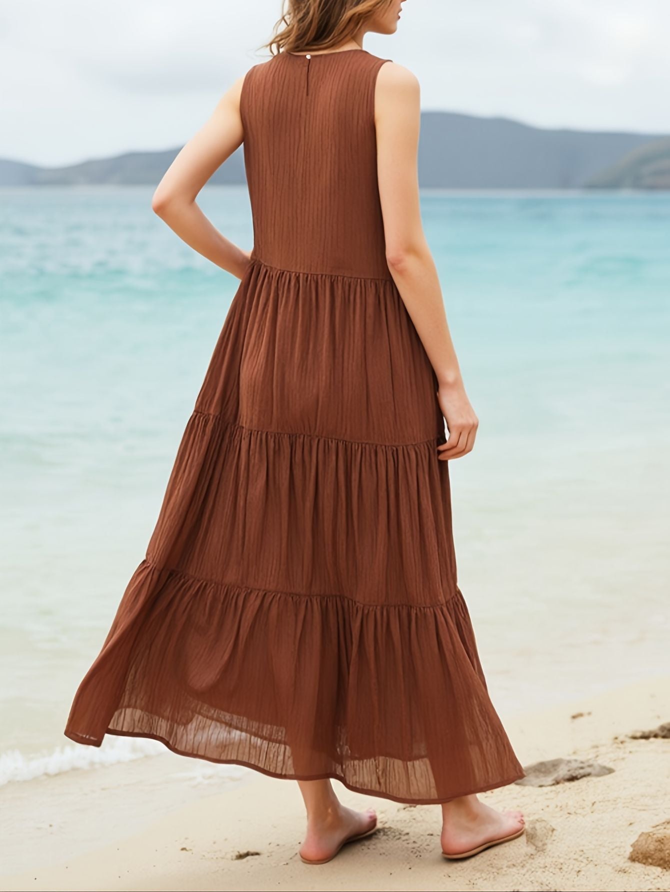 Solid Color Sleeveless Dress – Casual Style
