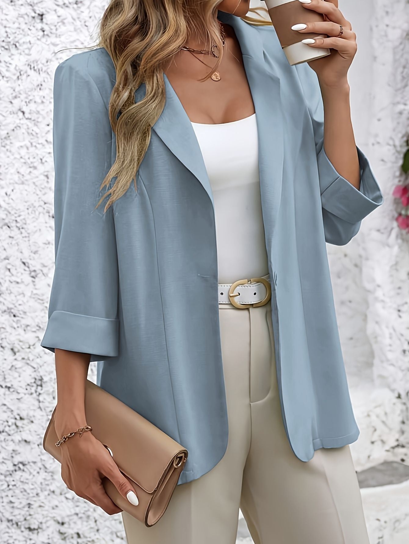 Light Blue Blazer – Single-Button Lapel