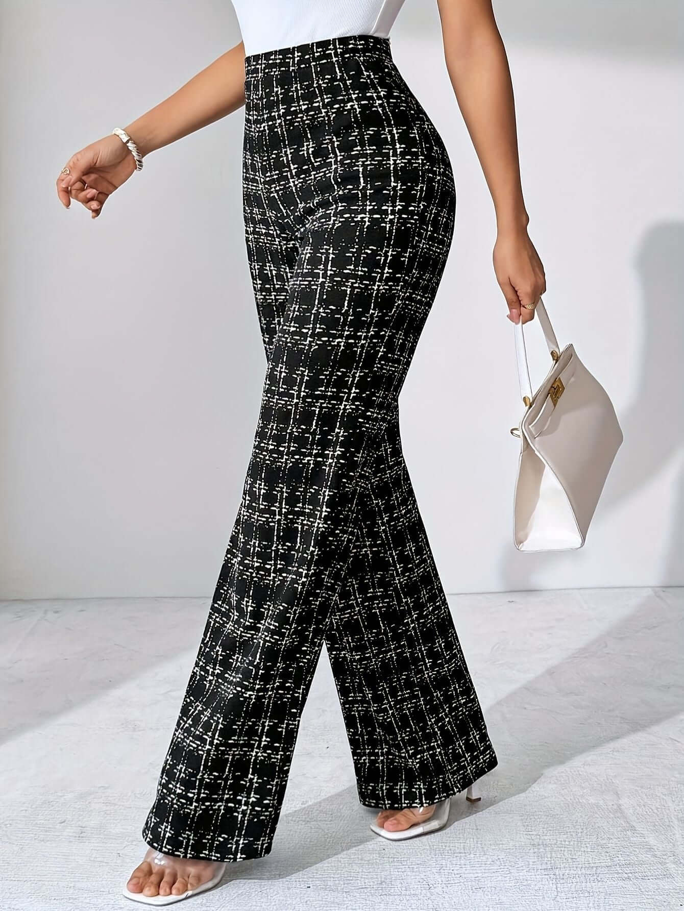 Black and White Tweed Pants-Pants-Darling Fashion-Darling Fashion