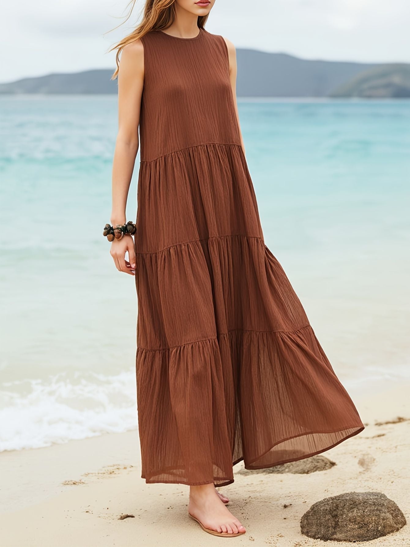 Solid Color Sleeveless Dress – Casual Style
