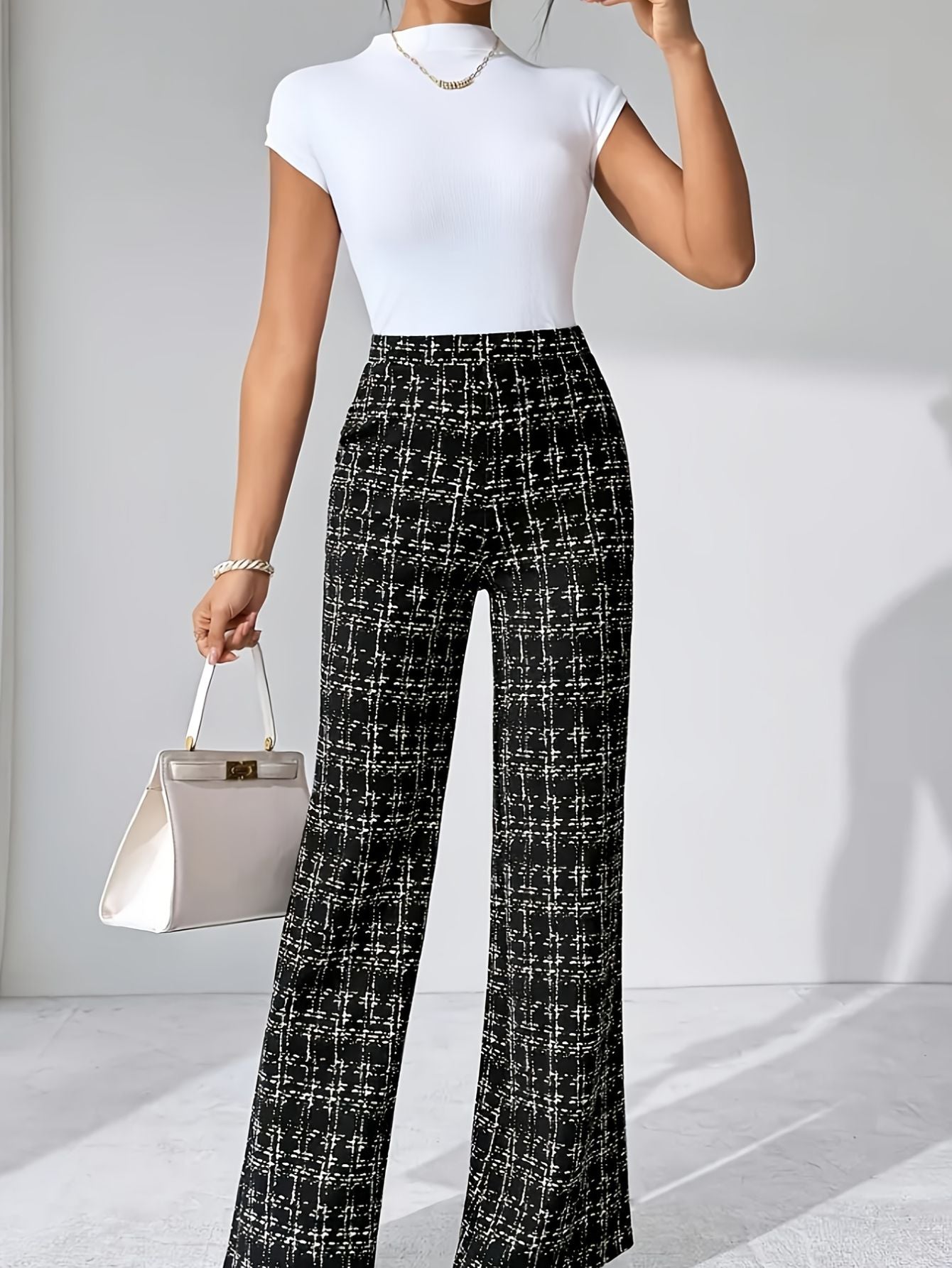 Black and White Tweed Pants