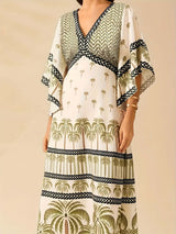 Palm Tree Print Long Dress – Casual Loose Fit-Dresses-Darling Fashion-Darling Fashion