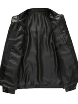 Men's Stand Collar Leather Jacket-Jackets-Darling Fashion-Darling Fashion