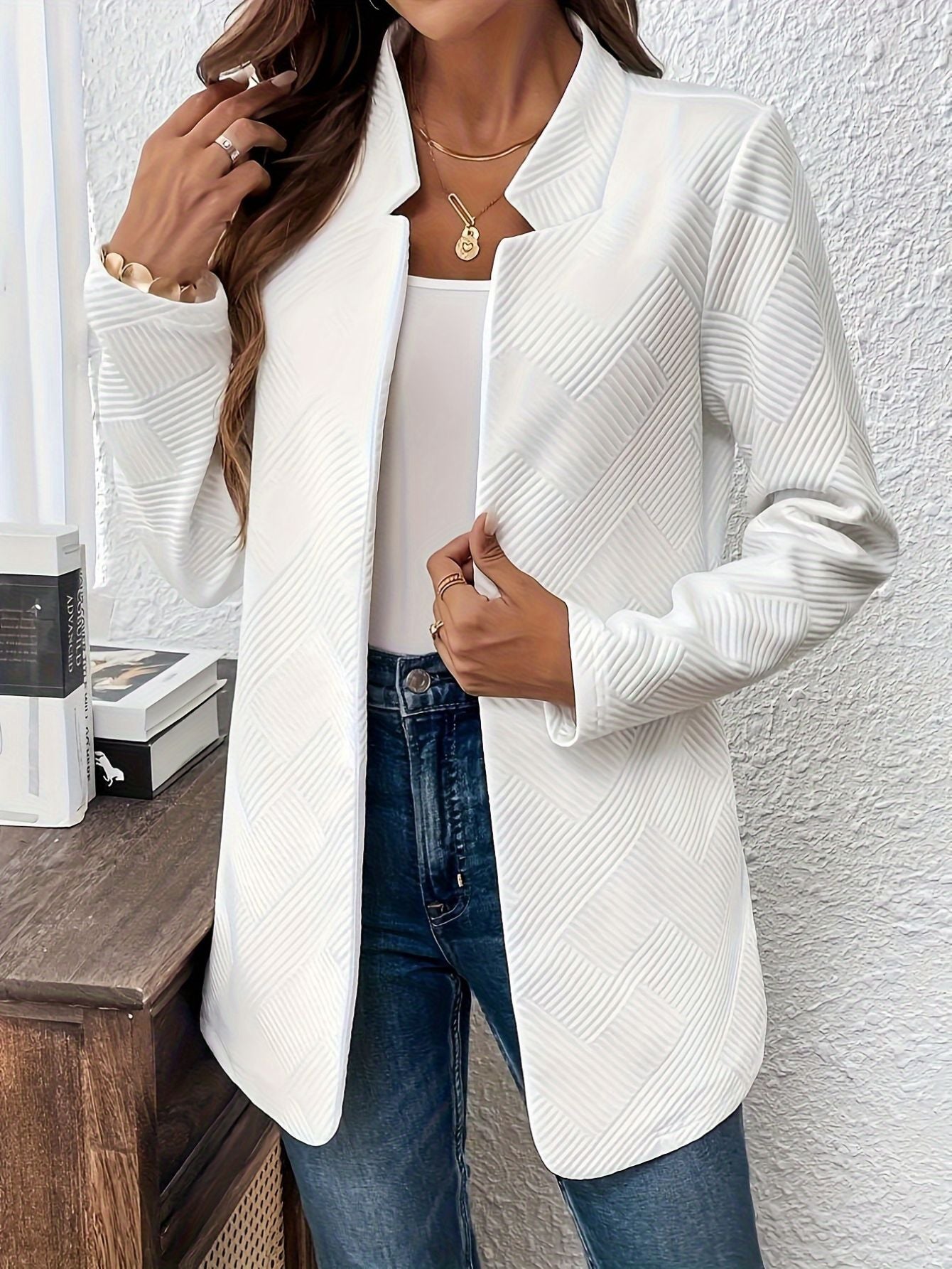 Solid Color Open Front Blazer