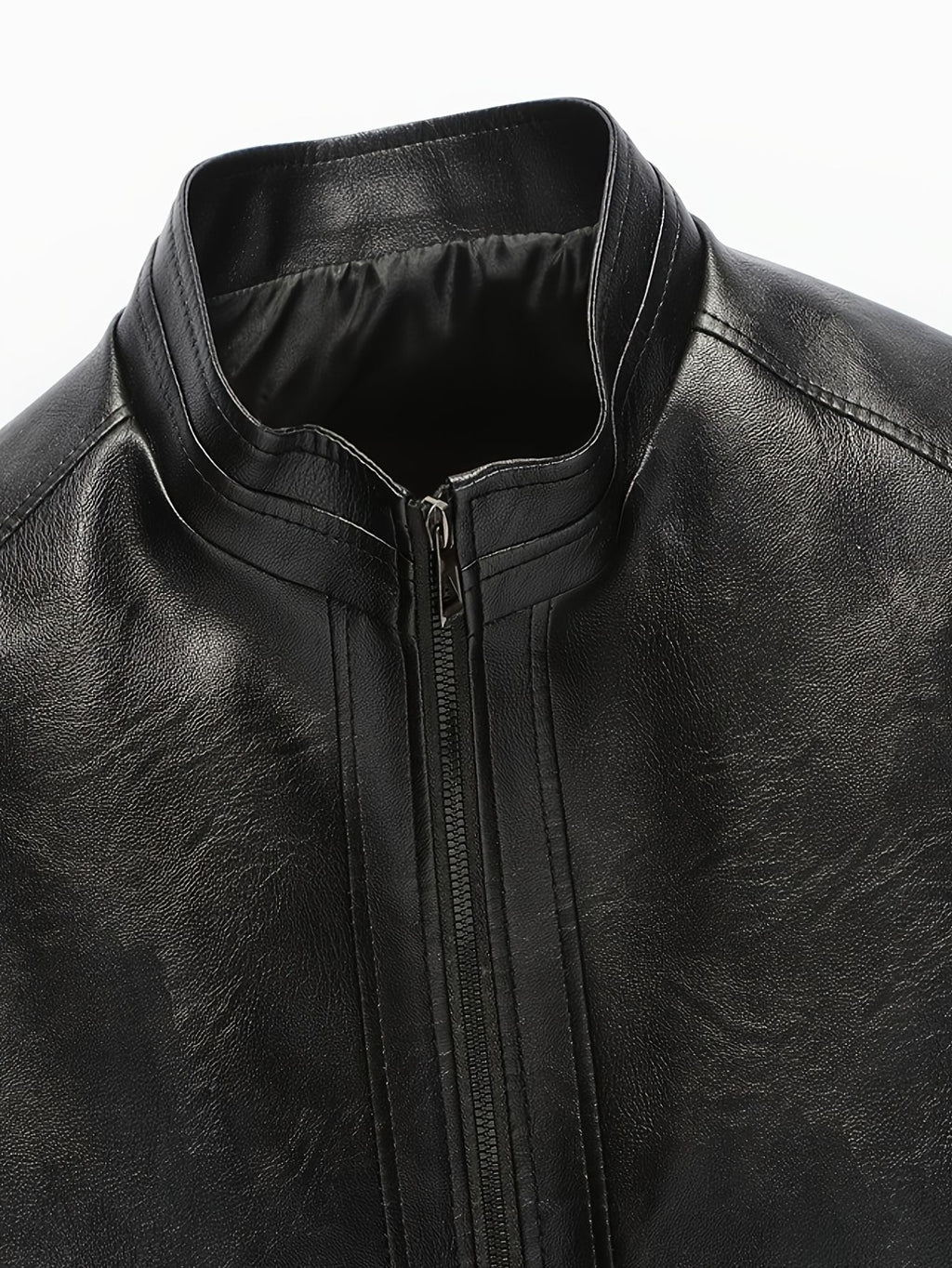 Men's Stand Collar Leather Jacket