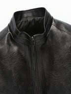 Men's Stand Collar Leather Jacket