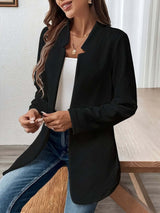 Solid Color Open Front Blazer-Blazers-Darling Fashion-Black-S-Darling Fashion
