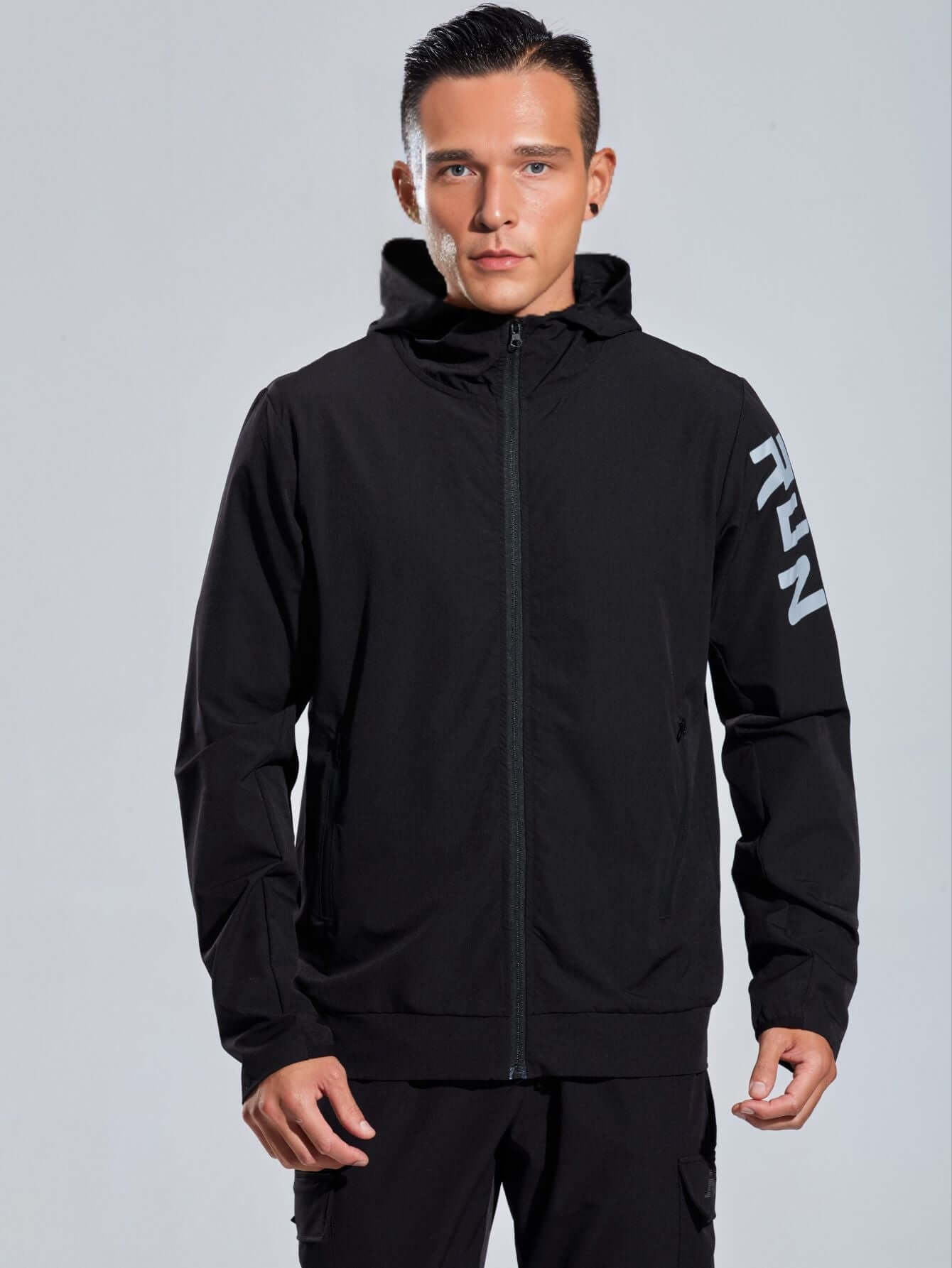 Men's Breathable Hooded Running Jacket-Jackets-Darling Fashion-Black-XS-Darling Fashion