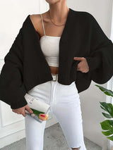 V-Neck Knit Button-Up Cardigan-Cardigans-Darling Fashion-Black-XS-Darling Fashion
