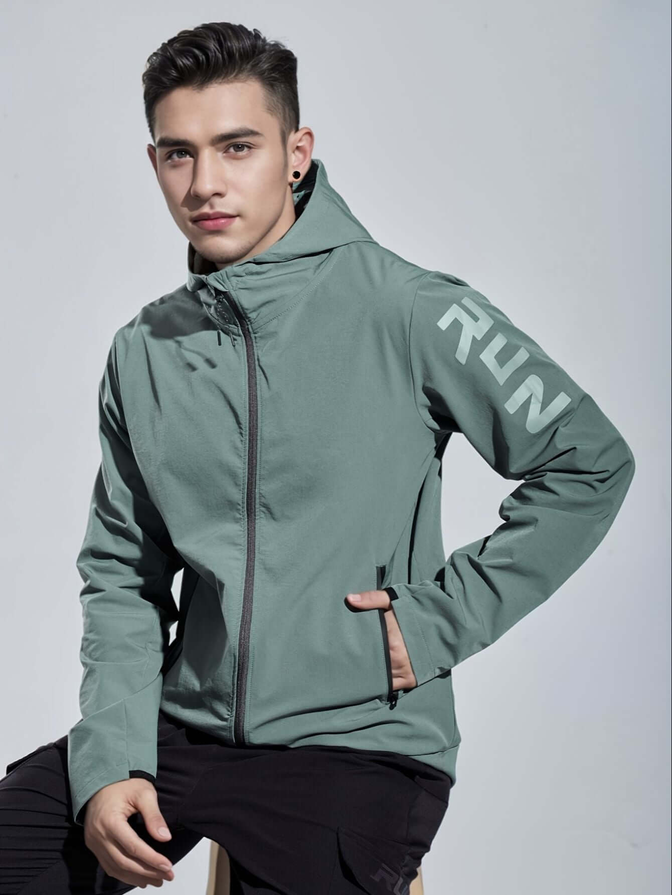 Men's Breathable Hooded Running Jacket-Jackets-Darling Fashion-Green-XS-Darling Fashion