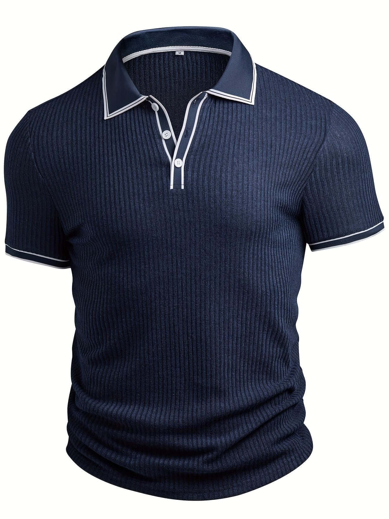 Men's Color Block Polo Shirt-T-Shirts-Darling Fashion-Navy-S-Darling Fashion