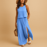 Airy summer dress with short sleeves for women | Clara-Dresses-Darling Fashion-Sky Blue-S-Darling Fashion