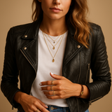 Black faux leather jacket for women with collar | Amelia-Jackets-Darling Fashion-Darling Fashion