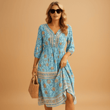Bohemian summer dress for women | Serena-Dresses-Darling Fashion-Blue-S-Darling Fashion