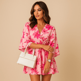 Boho mini dress with bohemian print for women | Selene-Dresses-Darling Fashion-Light Pink-S-Darling Fashion