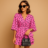 Boho mini dress with bohemian print for women | Selene-Dresses-Darling Fashion-Pink-S-Darling Fashion
