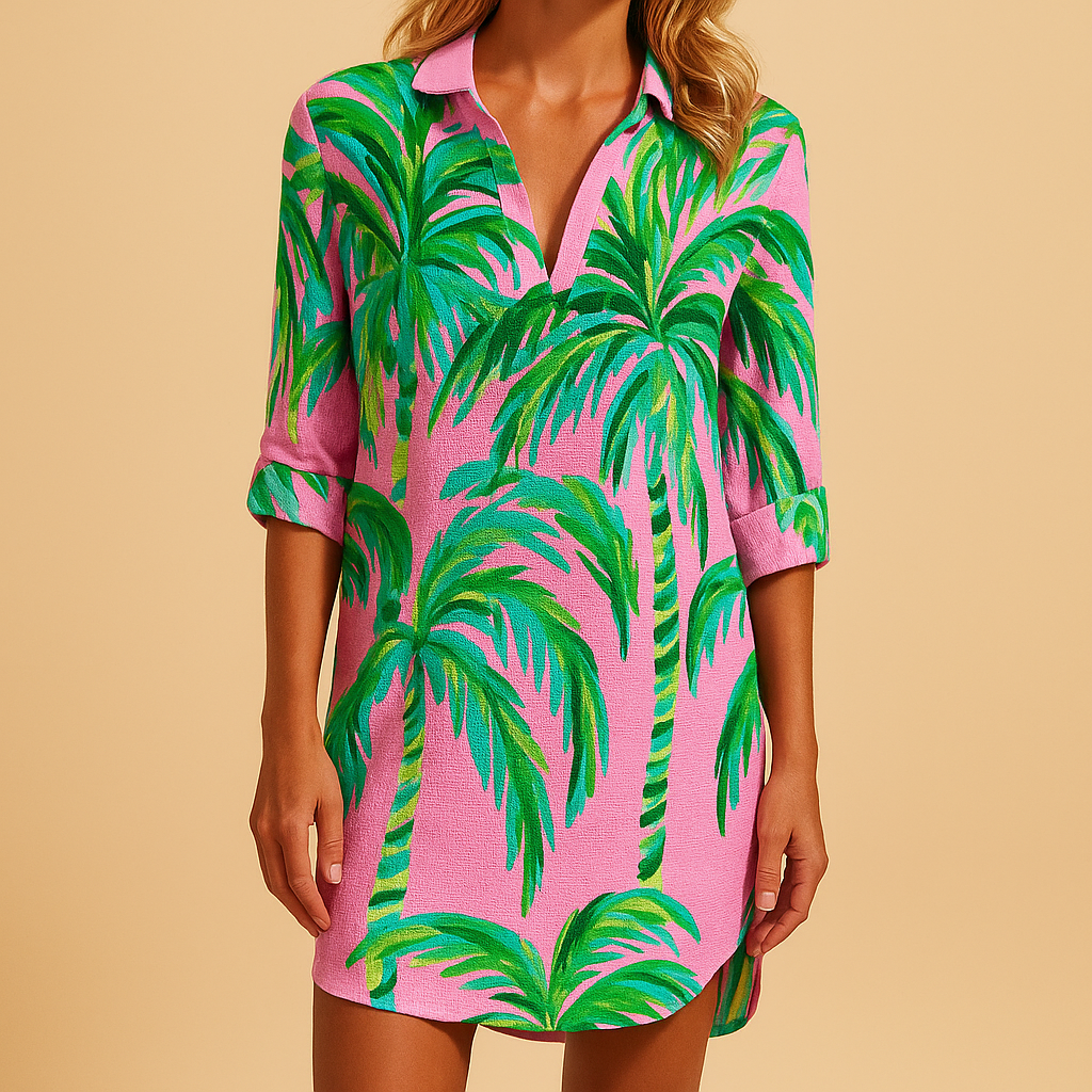 Women’s boho summer dress with v-neckline, breathable fabric, and relaxed fit – perfect for beach days, brunch, or casual summer wear.