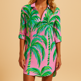 Women’s boho summer dress with v-neckline, breathable fabric, and relaxed fit – perfect for beach days, brunch, or casual summer wear.