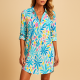 Women’s boho summer dress with v-neckline, breathable fabric, and relaxed fit – perfect for beach days, brunch, or casual summer wear.
