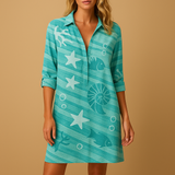 Women’s boho summer dress with v-neckline, breathable fabric, and relaxed fit – perfect for beach days, brunch, or casual summer wear.