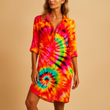Women’s boho summer dress with v-neckline, breathable fabric, and relaxed fit – perfect for beach days, brunch, or casual summer wear.