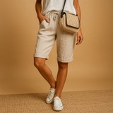Casual capri pants with drawstring waist for women | Elise-Trousers-Darling Fashion-Beige-M-Darling Fashion