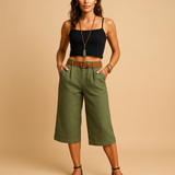 Casual summer shorts for women | Lydia-Trousers-Darling Fashion-Green-S-Darling Fashion