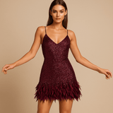Chic cocktail dress for women | Adriana-Dresses-Darling Fashion-Wine Red-S-Darling Fashion