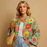 Cotton printed coat for women | Felicity-Jackets-Darling Fashion-Multicolor-S-Darling Fashion