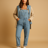 Denim dungarees for women with adjustable straps | Hannah-Jumpsuits-Darling Fashion-Light Blue-XS-Darling Fashion