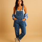 Denim dungarees for women with adjustable straps | Hannah-Jumpsuits-Darling Fashion-Dark Blue-XS-Darling Fashion