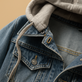 Denim jacket with hood for women | Grace-Jackets-Darling Fashion-Darling Fashion