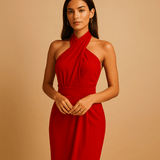 Elegant halter dress for women | Sophia-Dresses-Darling Fashion-Red-S-Darling Fashion