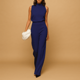 Elegant halter jumpsuit with wide legs for women | Selina-Jumpsuits-Darling Fashion-Navy Blue-S-Darling Fashion