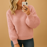 Women’s elegant knitted sweater with comfortable fit and timeless style. Ideal for autumn, winter, casual wear, or formal occasions.