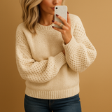 Women’s elegant knitted sweater with comfortable fit and timeless style. Ideal for autumn, winter, casual wear, or formal occasions.
