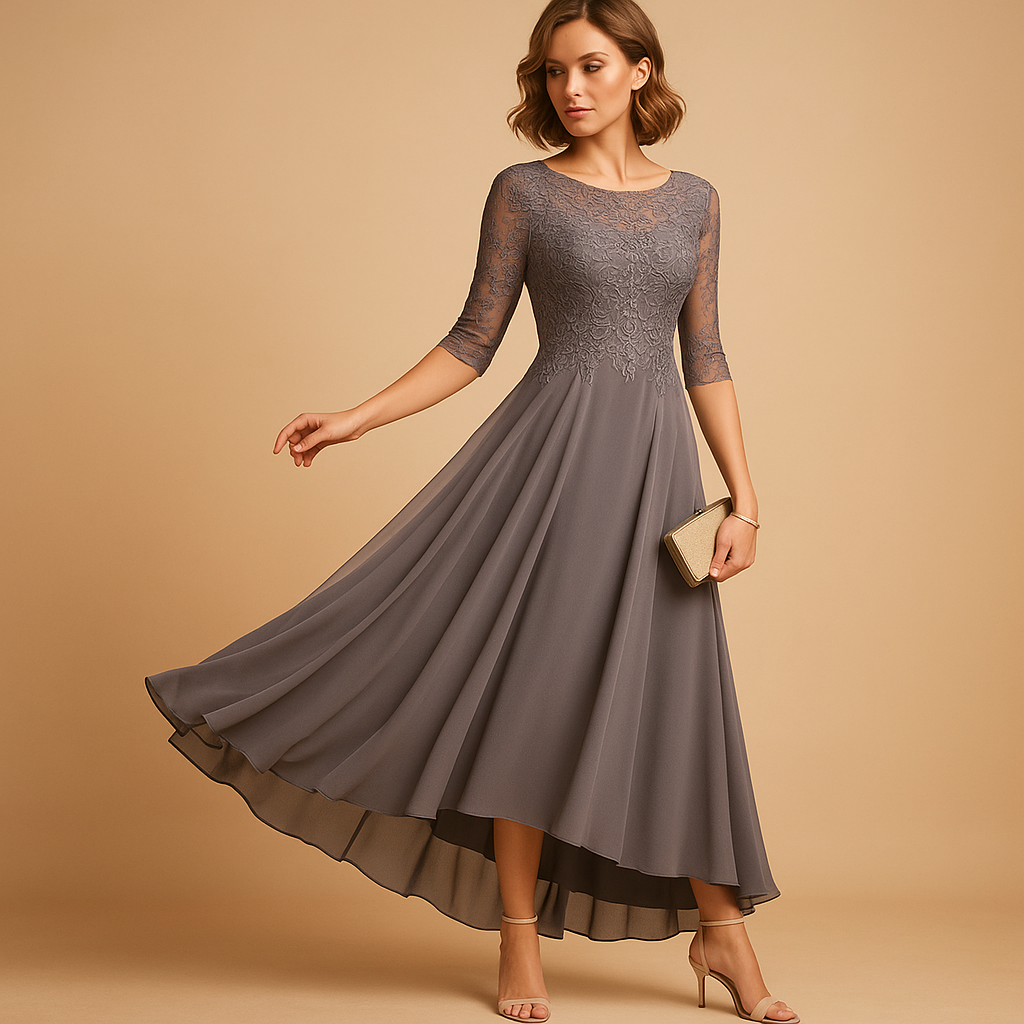 Women’s elegant lace party dress with flattering fit and refined lace details, perfect for weddings, galas, and festive occasions.