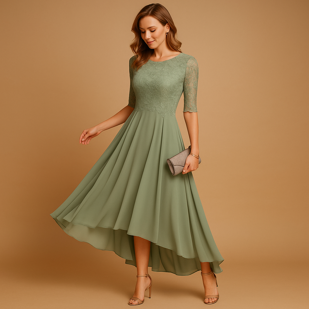 Women’s elegant lace party dress with flattering fit and refined lace details, perfect for weddings, galas, and festive occasions.