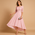 Women’s elegant lace party dress with flattering fit and refined lace details, perfect for weddings, galas, and festive occasions.