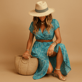 Maxi dress with V-neck for women | Sophia-Dresses-Darling Fashion-Green-XS-Darling Fashion