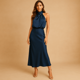 Elegant midi dress for women | Isabella-Dresses-Darling Fashion-Navy-S-Darling Fashion